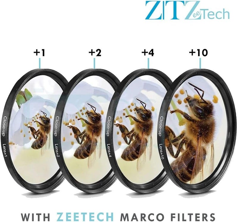 ZeeTech 49mm Accessory Bundle for Canon EOS: R50, R100, M5, M6 Mark II, M6, R10, R7 + Wide Angle + Telephoto Lens + 4 Pieces Close-Up Lens Filter Kit + More (19pc Bundle) - Image 4